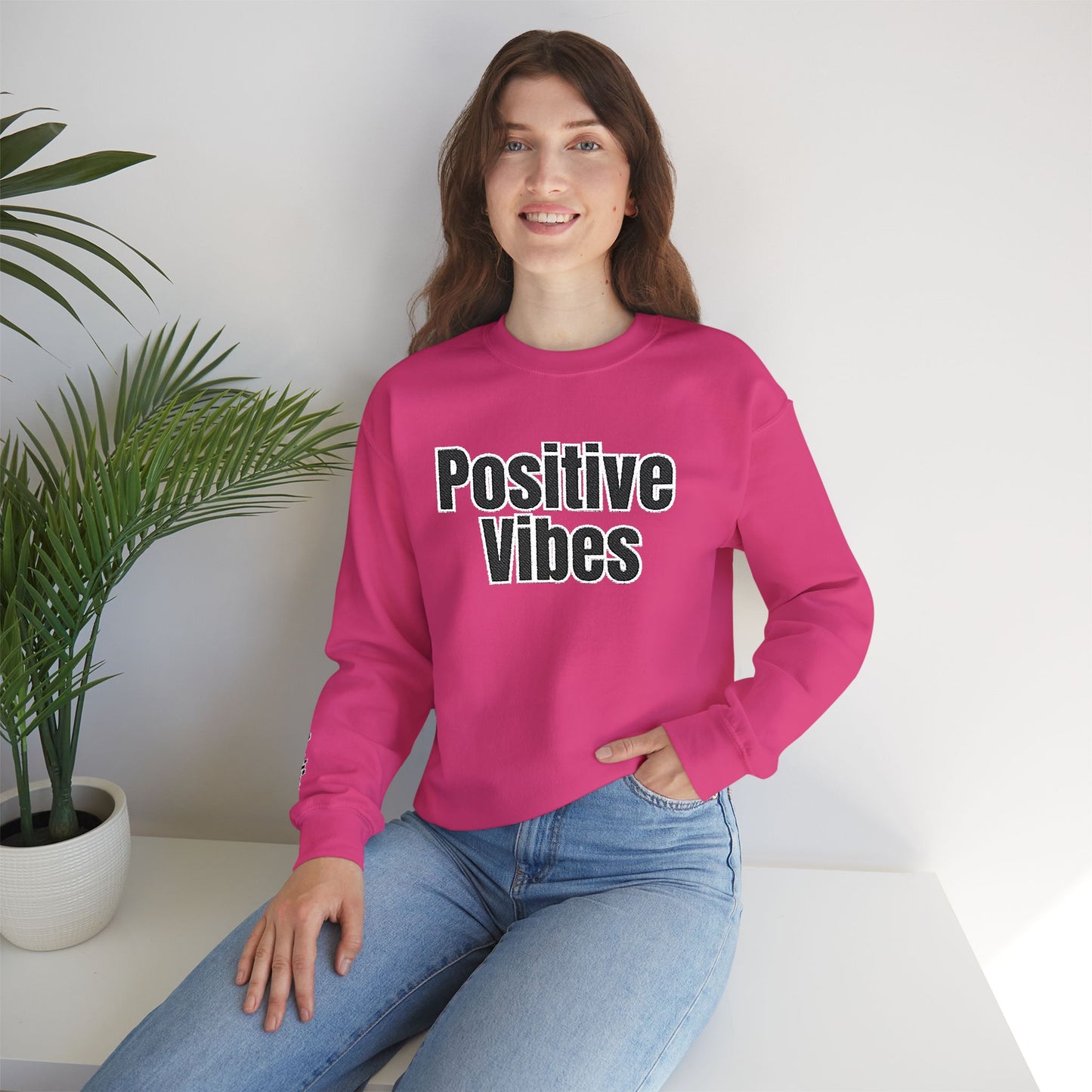 Positive Vibes Crewneck Sweatshirt | Casual Comfort, Gift for Friends, Inspirational Apparel, Relaxed Style, Everyday Wear