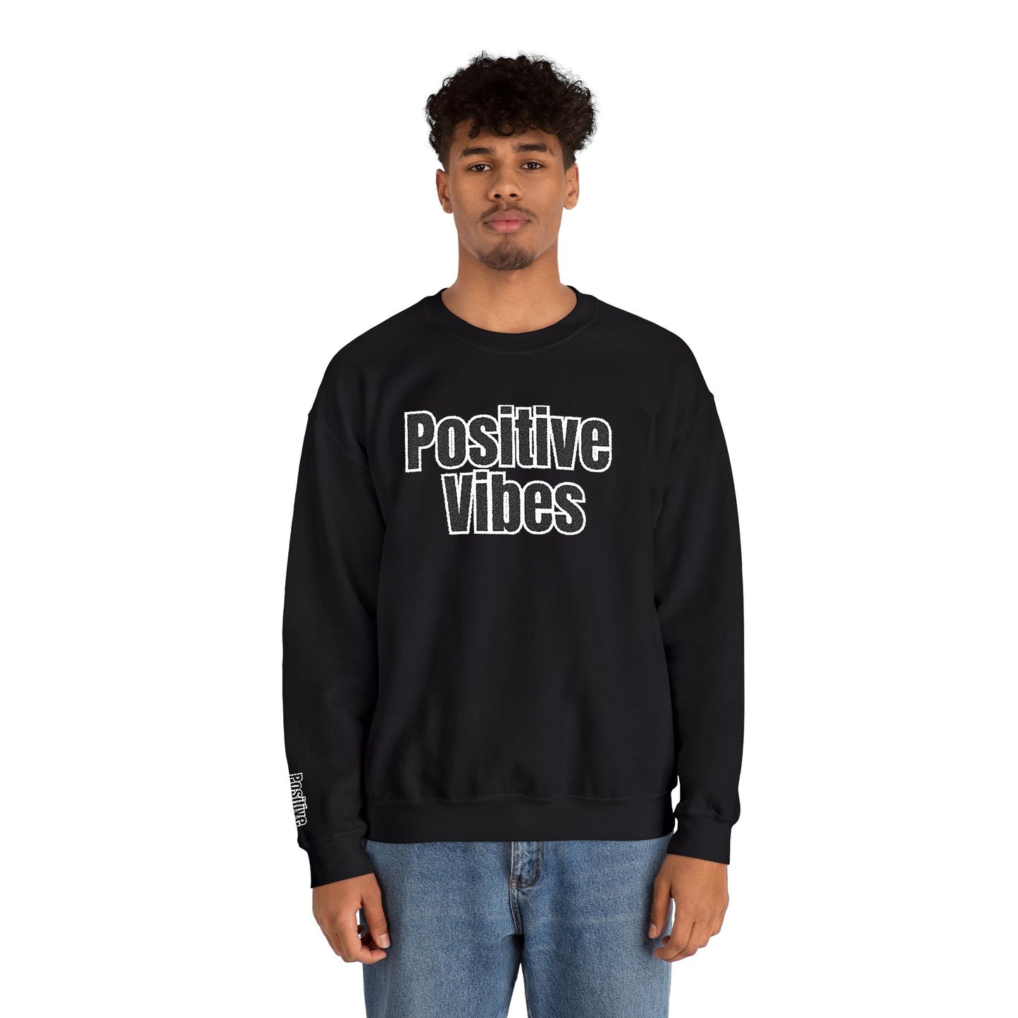 Positive Vibes Crewneck Sweatshirt | Casual Comfort, Gift for Friends, Inspirational Apparel, Relaxed Style, Everyday Wear