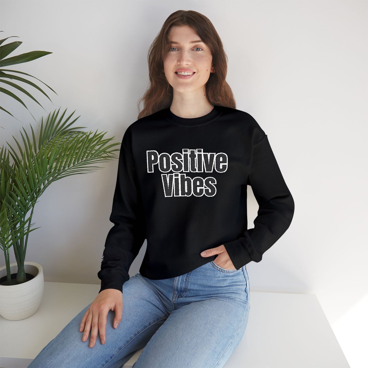 Positive Vibes Crewneck Sweatshirt | Casual Comfort, Gift for Friends, Inspirational Apparel, Relaxed Style, Everyday Wear
