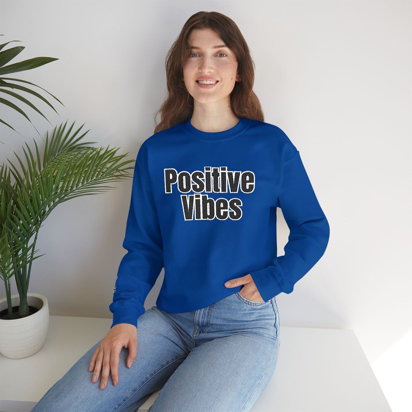 Positive Vibes Crewneck Sweatshirt | Casual Comfort, Gift for Friends, Inspirational Apparel, Relaxed Style, Everyday Wear