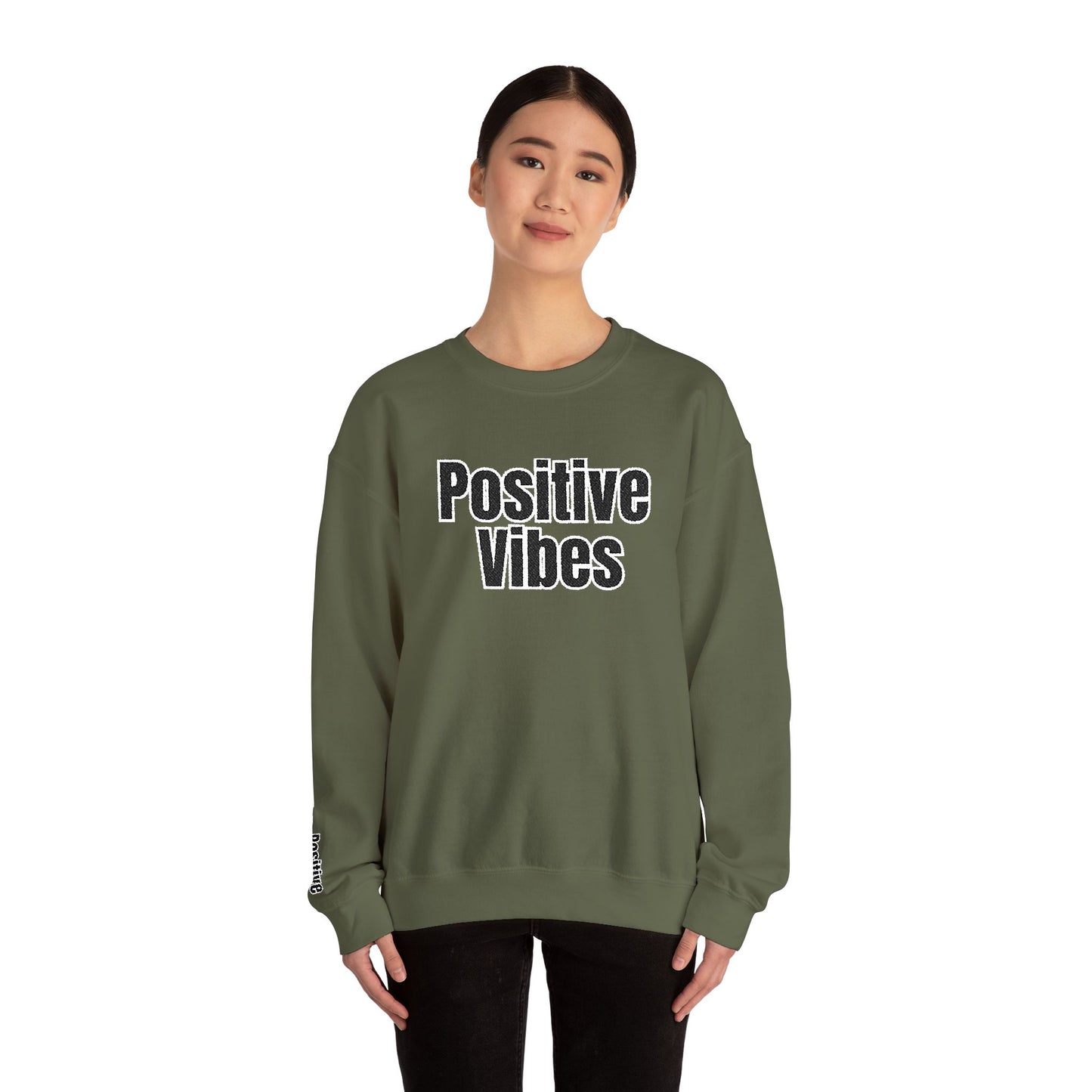Positive Vibes Crewneck Sweatshirt | Casual Comfort, Gift for Friends, Inspirational Apparel, Relaxed Style, Everyday Wear