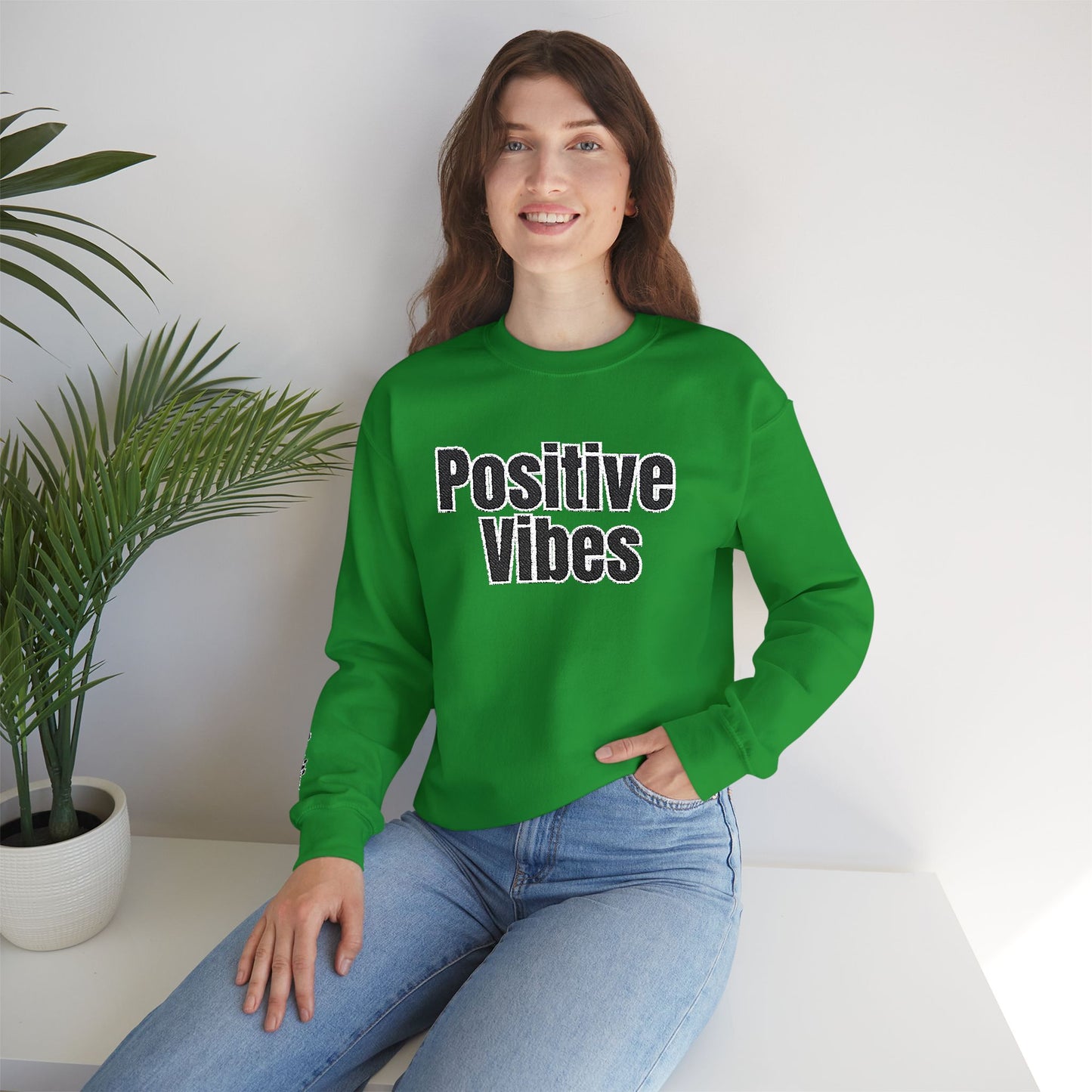 Positive Vibes Crewneck Sweatshirt | Casual Comfort, Gift for Friends, Inspirational Apparel, Relaxed Style, Everyday Wear