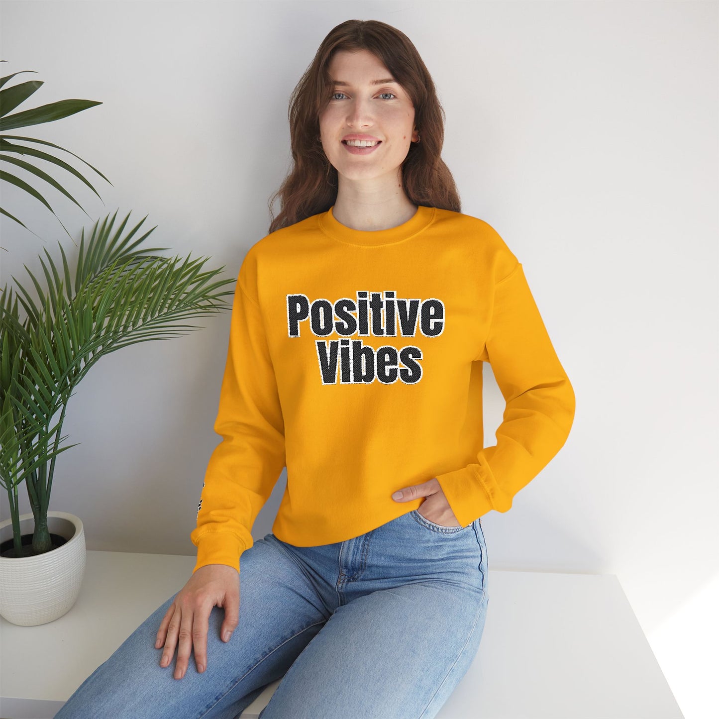 Positive Vibes Crewneck Sweatshirt | Casual Comfort, Gift for Friends, Inspirational Apparel, Relaxed Style, Everyday Wear