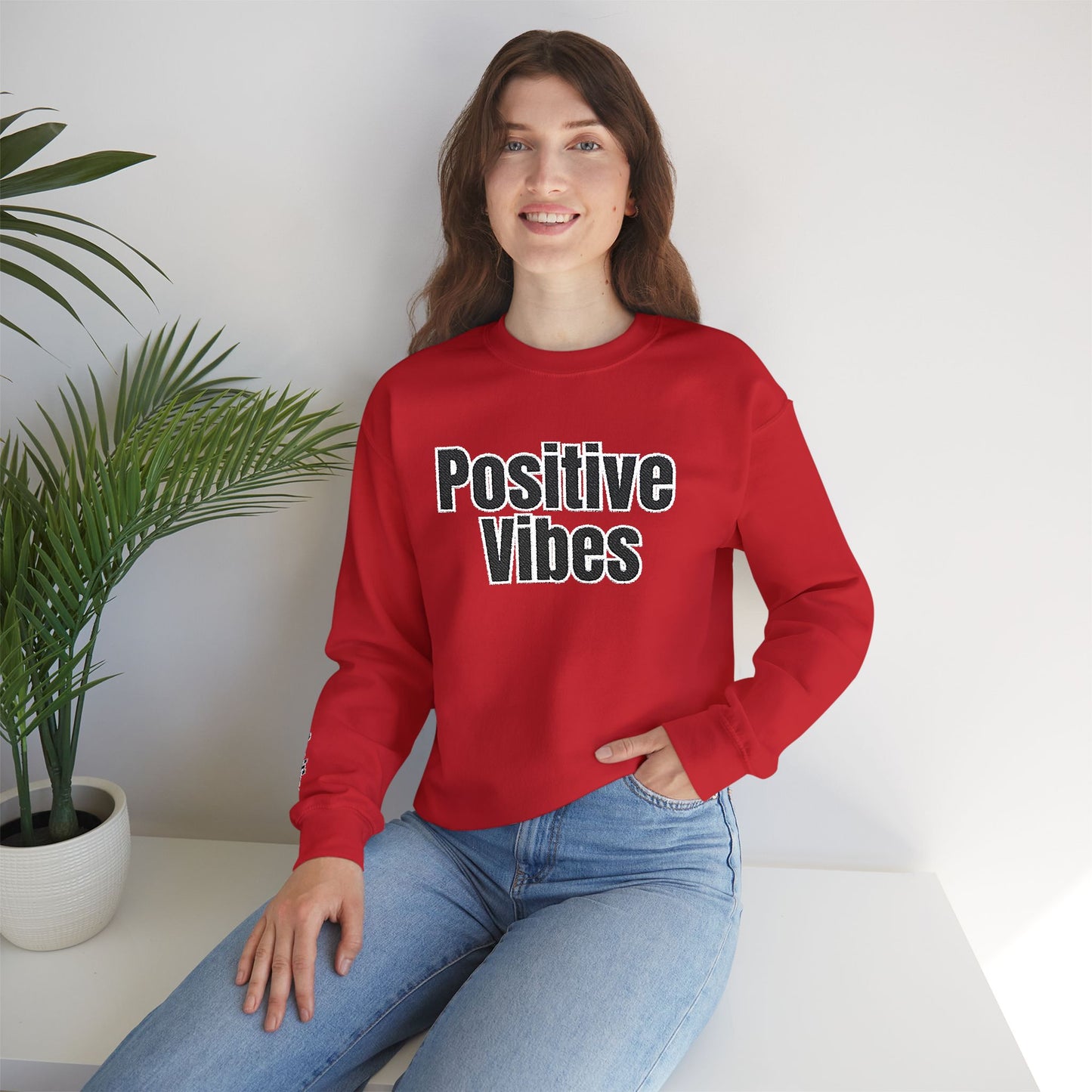 Positive Vibes Crewneck Sweatshirt | Casual Comfort, Gift for Friends, Inspirational Apparel, Relaxed Style, Everyday Wear
