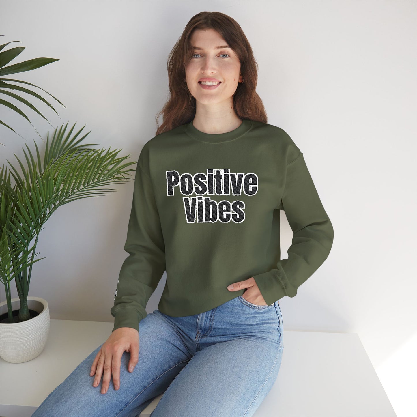 Positive Vibes Crewneck Sweatshirt | Casual Comfort, Gift for Friends, Inspirational Apparel, Relaxed Style, Everyday Wear