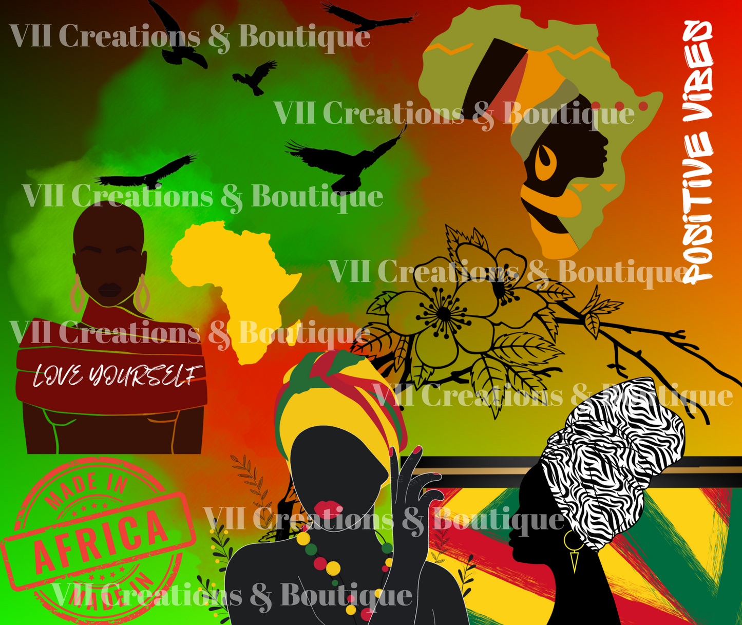 African Queen Tumbler Design 20 oz Skinny